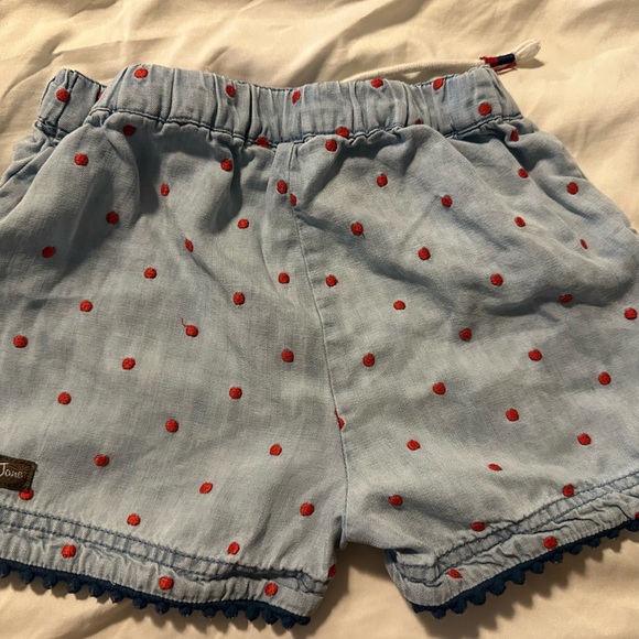 Matilda Jane Cameron Chambray Soft Denim Shorts Red Polka Dot Girl’s Size 6 - Picture 4 of 8